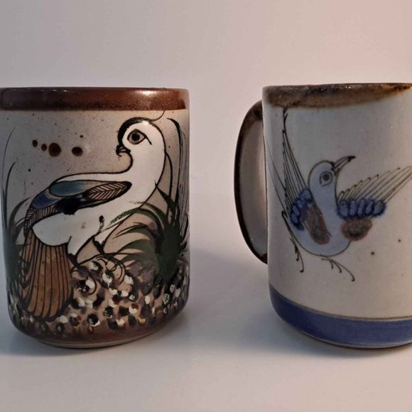 Mexican Pottery Bird Mugs - Pair